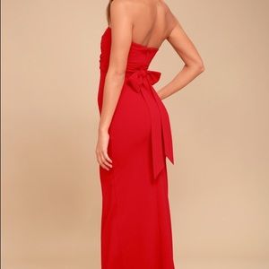 LULUS OWN THE NIGHT RED STRAPLESS MAXI DRESS